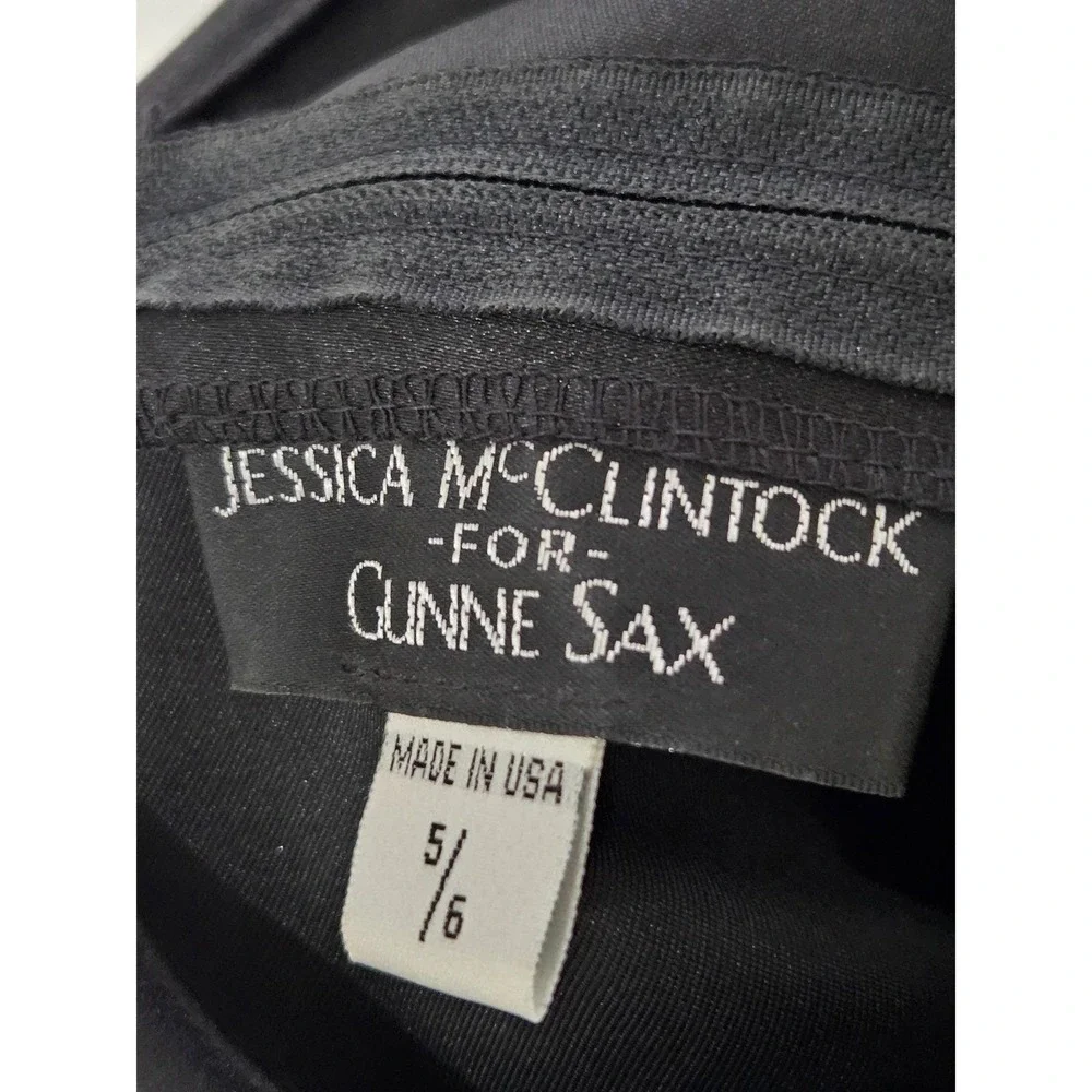 Jessica McClintock Gunne Sax Maxi Skirt 6‎ Black Satin Whimsigoth Vintage EUC!